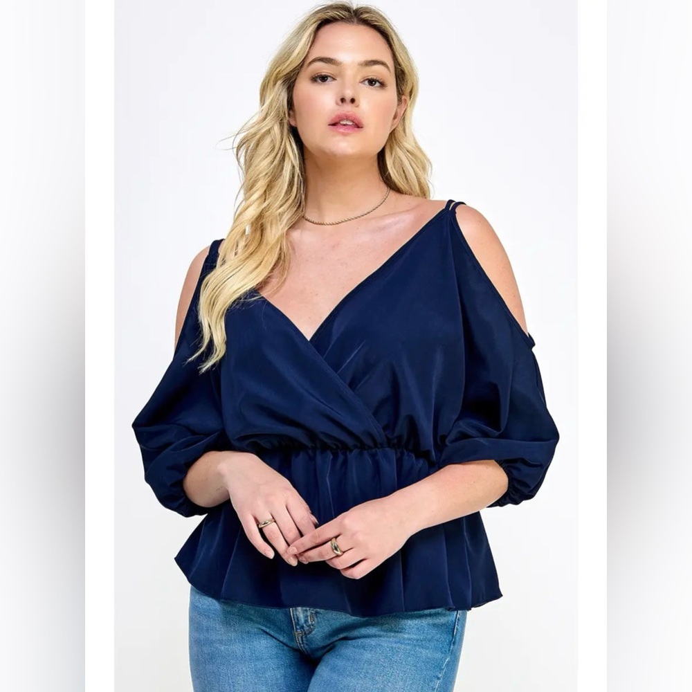 Surplice Cold Shoulder Blouse